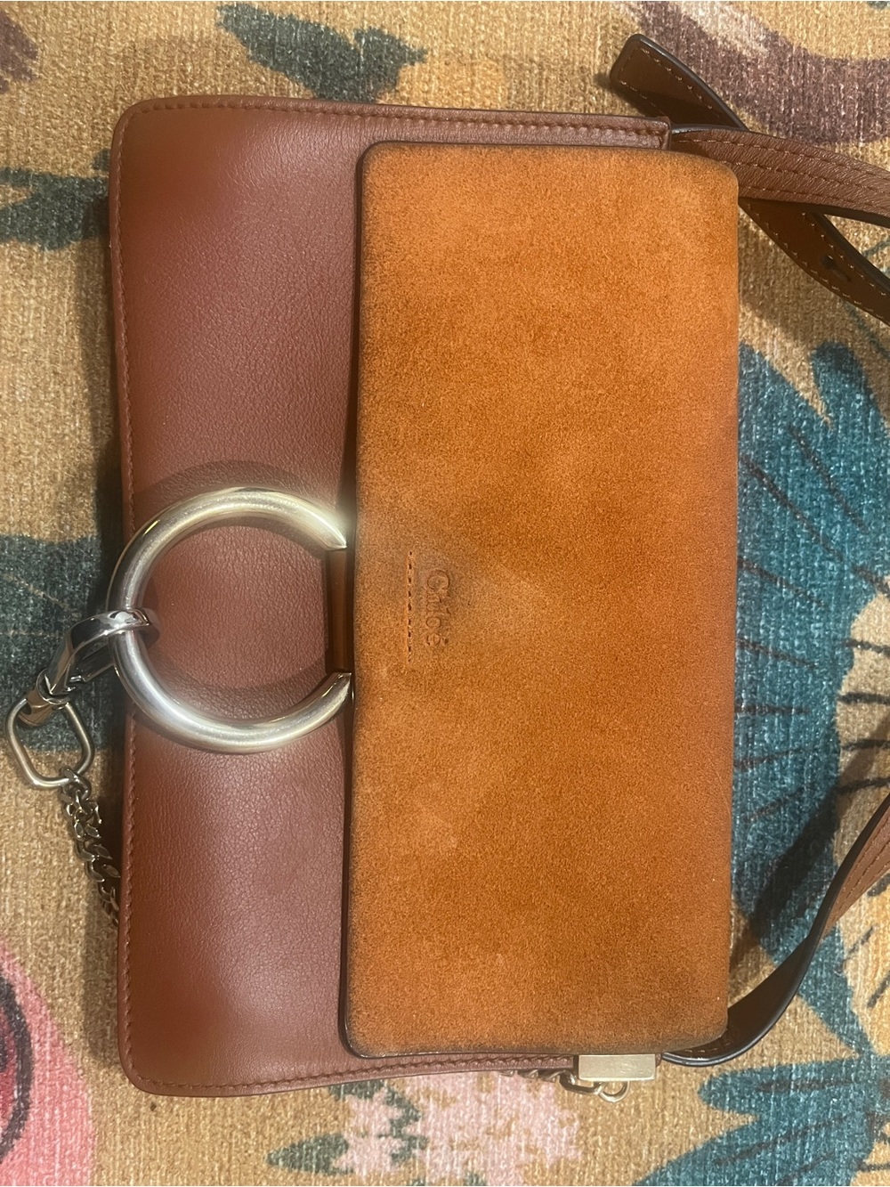 Authentic Chloe Faye Brown Leather & Suede Shoulder Bag